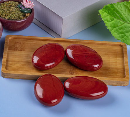 Pietra di palma naturale di giaspo rosso guarente Pocket lucidato Pietra di roccia di giaspo rosso Pietra irregolare di preoccupazione rilasciante di ansia