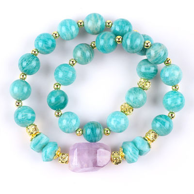 11MM 14MM Tianhe Stone Ametista Cristallo Gemstone Perle Braccialetti 2 strato