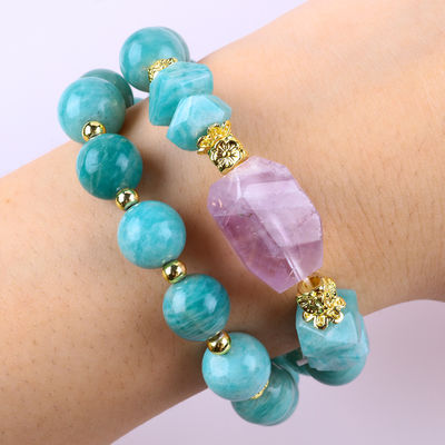 11MM 14MM Tianhe Stone Ametista Cristallo Gemstone Perle Braccialetti 2 strato
