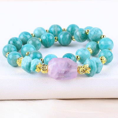11MM 14MM Tianhe Stone Ametista Cristallo Gemstone Perle Braccialetti 2 strato