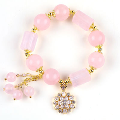 12MM 14MM Braccialetto rosa quarzo cristallo perla braccialetto di gemme di guarigione