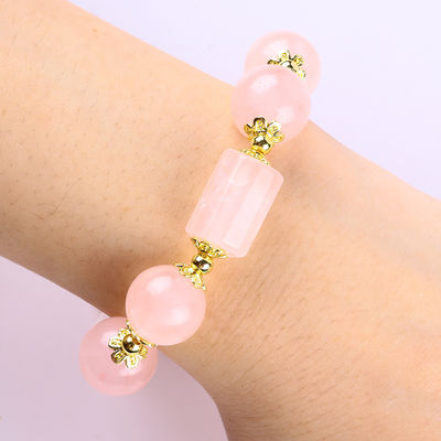 12MM 14MM Braccialetto rosa quarzo cristallo perla braccialetto di gemme di guarigione