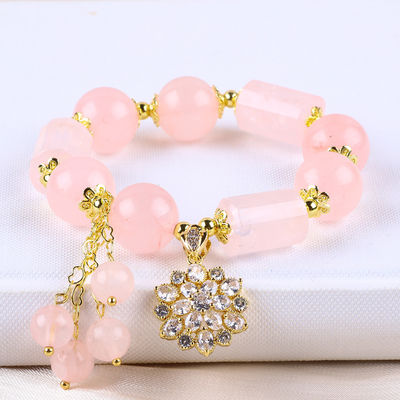 12MM 14MM Braccialetto rosa quarzo cristallo perla braccialetto di gemme di guarigione