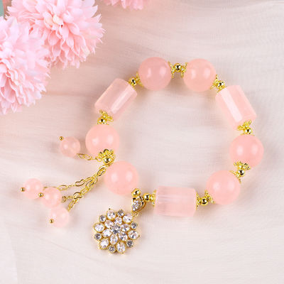 12MM 14MM Braccialetto rosa quarzo cristallo perla braccialetto di gemme di guarigione