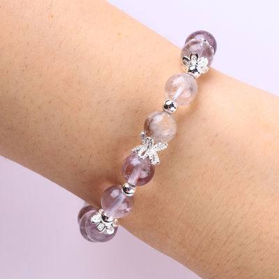 Braccialetto di perline di pietra naturale lavanda azztulite fatto a mano per regalo