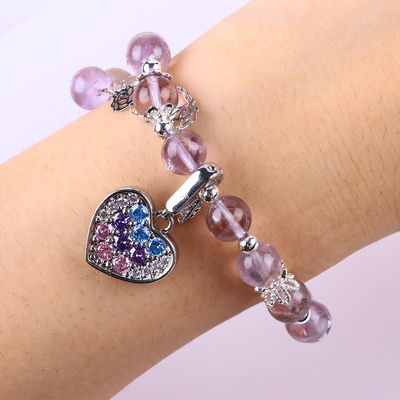 Braccialetto di perline di pietra naturale lavanda azztulite fatto a mano per regalo
