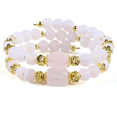 Agate Bianco Genuino Cristallo Pietra di Guarigione Spirituale Forma Rotonda Pieghevole Doppia Strato Regolabile