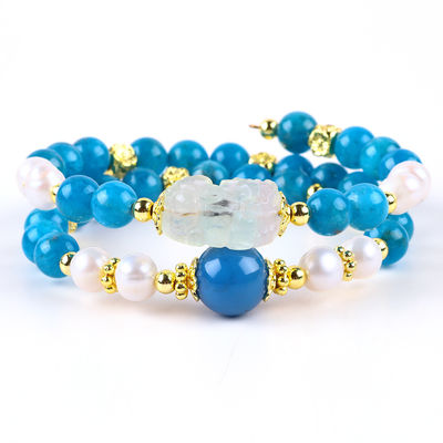 8MM Pietra di cristallo naturale Apatite Potere curativo Gemstone doppio strato perla braccialetto regolabile Per gioielli regalo