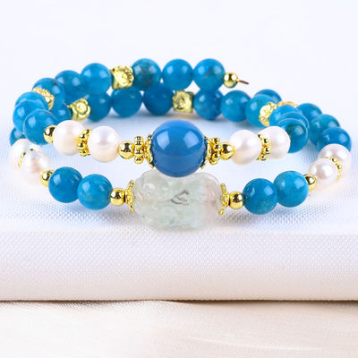 8MM Pietra di cristallo naturale Apatite Potere curativo Gemstone doppio strato perla braccialetto regolabile Per gioielli regalo
