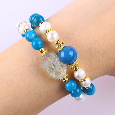 8MM Pietra di cristallo naturale Apatite Potere curativo Gemstone doppio strato perla braccialetto regolabile Per gioielli regalo