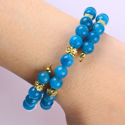 8MM Pietra di cristallo naturale Apatite Potere curativo Gemstone doppio strato perla braccialetto regolabile Per gioielli regalo