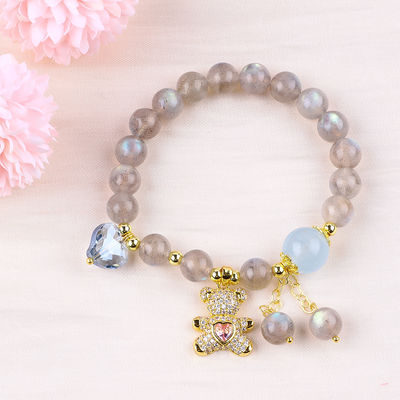 Labradorite / Ametista Braccialetto di pietra preziosa naturale Riduce l' energia negativa