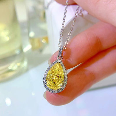 Decorazioni in pietra gialla pendente a goccia d'acqua collana di moda gioielli circone