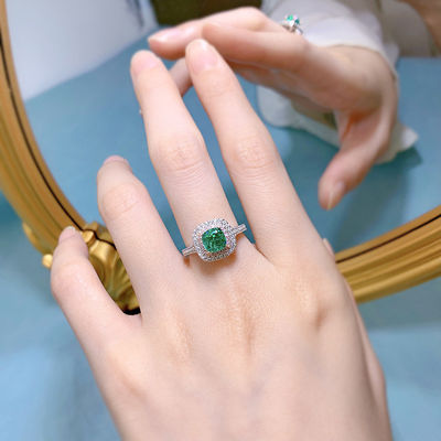 Anelli di nozze in pietra preziosa circone di forma quadrata verde per donne
