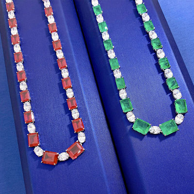 Lussureggiante rosa / verde collana di gemme da sposa per matrimonio e regalo