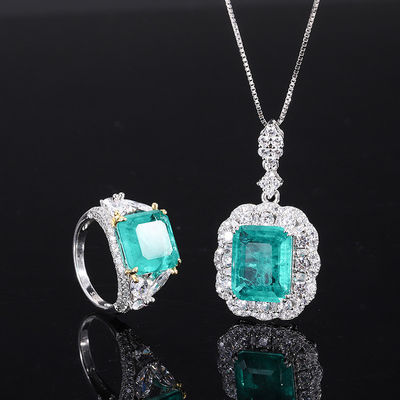Circone Quadrato Gemstone Collare Pendente Anello Set Per Regalo Di Complimenti