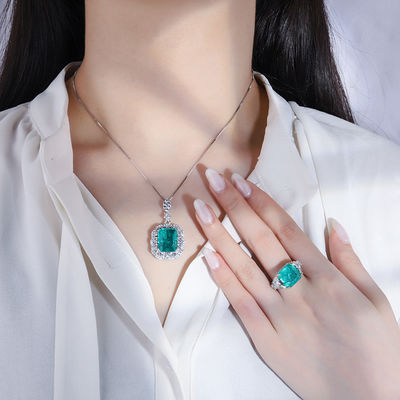 Circone Quadrato Gemstone Collare Pendente Anello Set Per Regalo Di Complimenti