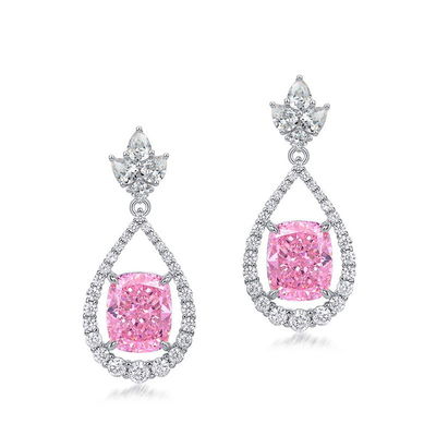 Eleganti orecchini di 925 Sterling Silver Rosa Gemstone Ovale Halo