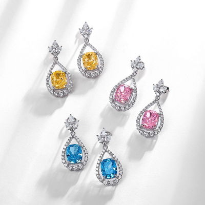 Eleganti orecchini di 925 Sterling Silver Rosa Gemstone Ovale Halo