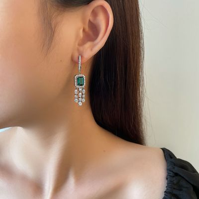Orecchini da gioiello verde in zirconia cubica per il matrimonio