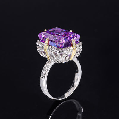 Purple / Aqua Blue / Yellow Gemstone 925 Sterling Silver Zircon Anello di fidanzamento sposa