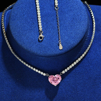 Elegante Collare di Cuore in Forma di Cuore Aqua Blu 925 Sterling Silver Heart Gemstone