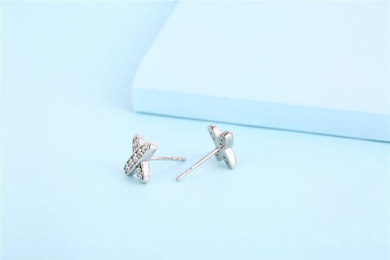 X Shape 925 Moissanite Stud Orecchini Sterling Silver Gioielli