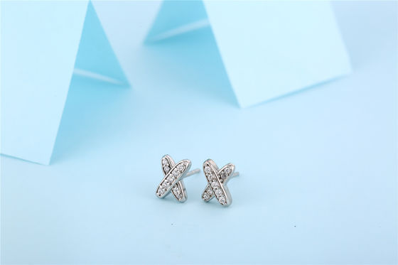 X Shape 925 Moissanite Stud Orecchini Sterling Silver Gioielli