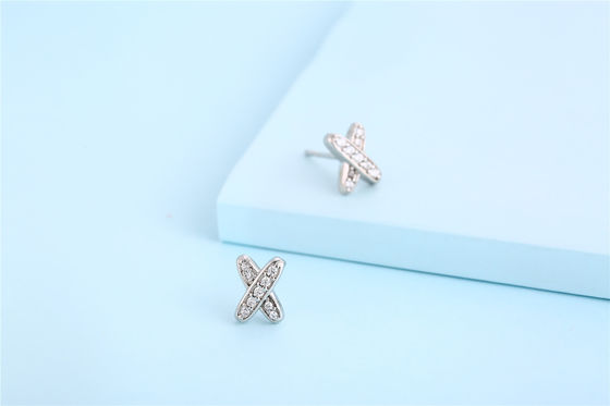 X Shape 925 Moissanite Stud Orecchini Sterling Silver Gioielli