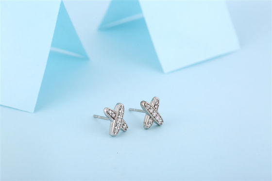 X Shape 925 Moissanite Stud Orecchini Sterling Silver Gioielli