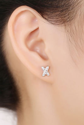 X Shape 925 Moissanite Stud Orecchini Sterling Silver Gioielli