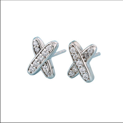 X Shape 925 Moissanite Stud Orecchini Sterling Silver Gioielli