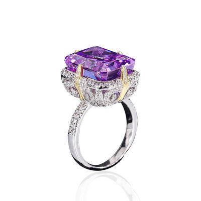 Purple / Aqua Blue / Yellow Gemstone 925 Sterling Silver Zircon Anello di fidanzamento sposa