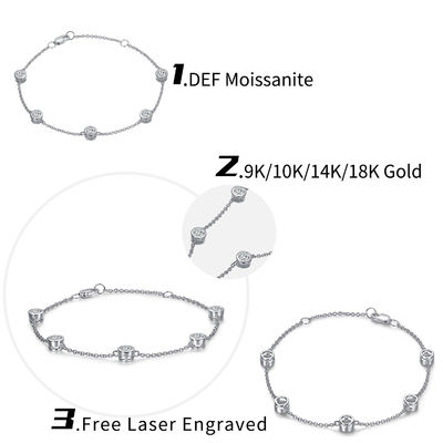 Brillante 925 Sterling Silver Moissanite Diamante Bracelet Donna