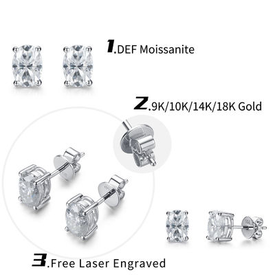 18 carati d'oro Moissanite diamanti orecchini ovali per regalo
