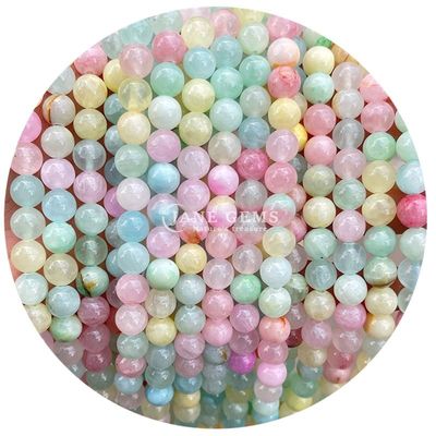 Ingrosso di cristallo naturale gemma rotondo calcedonia perline giada rotondo perline sciolte accessori per fai da te bracciale collana