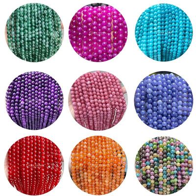 Ingrosso di cristallo naturale gemma rotondo calcedonia perline giada rotondo perline sciolte accessori per fai da te bracciale collana