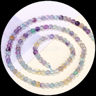 Perline a facce di forma piatta cristallina gemma di forma rotonda fluorite prehnite fili di perline sciolte per la fabbricazione di gioielli fai da te