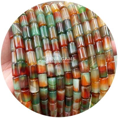 Ingrosso per gioielli a forma di cilindro di cristallo naturale perle a strisce di agata perle a strisce di cilindro per gioielli fai da te