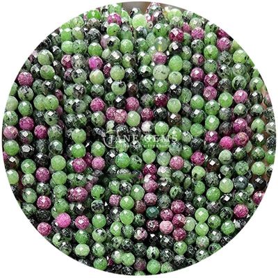 Perle di gemme cristallo naturale facce rotonde forma piccola dalmata giaspo rubino zoisite fili di perle sciolte per braccialetti