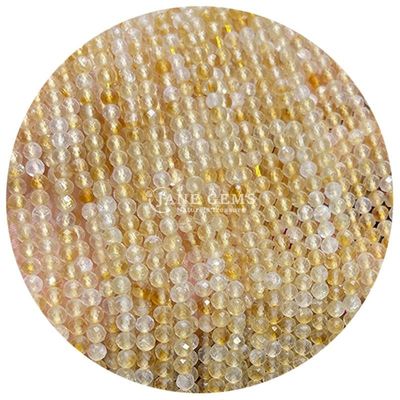Perle di gemme cristallo naturale facce rotonde di forma piccola citrino pietra solare fili di perle sciolte per braccialetti
