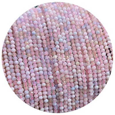 Perle di gemme cristalline naturali di facce rotonde di forma piccola Morganite nero Rutilato Quarzo fili di perle sciolte per braccialetti