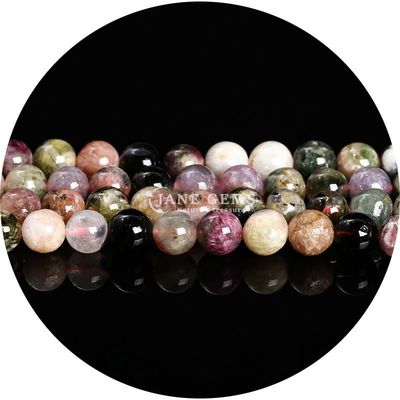 Ingrosso Naturale 2A Fiore di prugna Turmalina Rotonda Perle sciolte Pietra di luna Florite Pietra di sole Perle spaziatori per gioielli