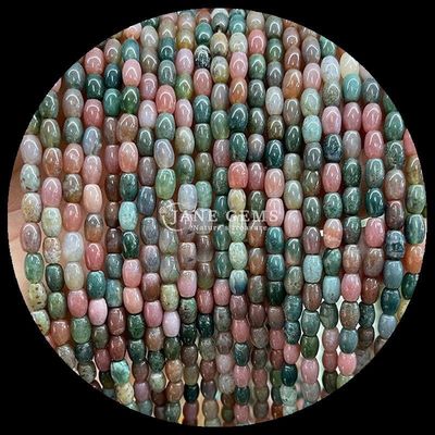 Agata indiana punto verde limone giada gemma perla cristallino naturale forma di riso pietra perla sciolta fili per braccialetti