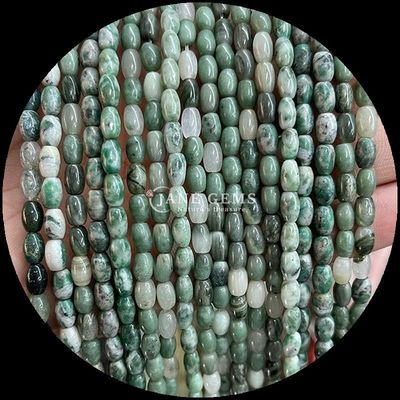 Agata indiana punto verde limone giada gemma perla cristallino naturale forma di riso pietra perla sciolta fili per braccialetti