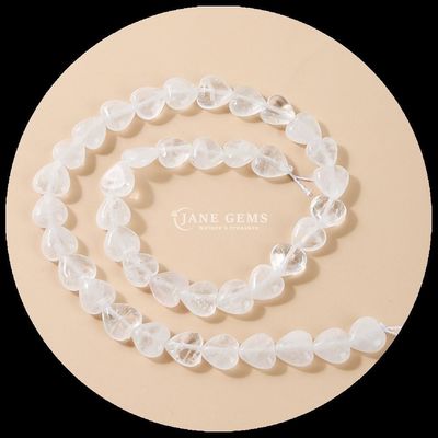 Bianco Giada Oro Pietra di sabbia Gemma Perla di cristallo naturale Forma di cuore Pietra Stringhe di perla sciolte Per braccialetti