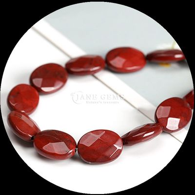 Stile Agata indiana Giaspero rosso Pietra a sfondo di perle a sfondo di forma ovale Perla di gemma
