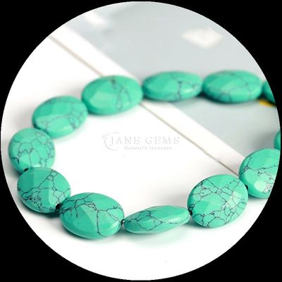 Perline a forma ovale a facce perle di gemme cristalline naturali opalite blu puntino di pietra perline a fasce per braccialetti