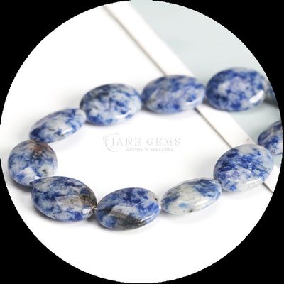 Perline a forma ovale a facce perle di gemme cristalline naturali opalite blu puntino di pietra perline a fasce per braccialetti