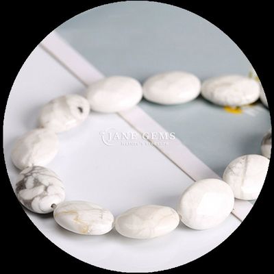 Perle di gemma a forma ovale sfaccettata cristallo naturale Howlite fiocco di neve ossidiana pietra perle sciolte per braccialetti